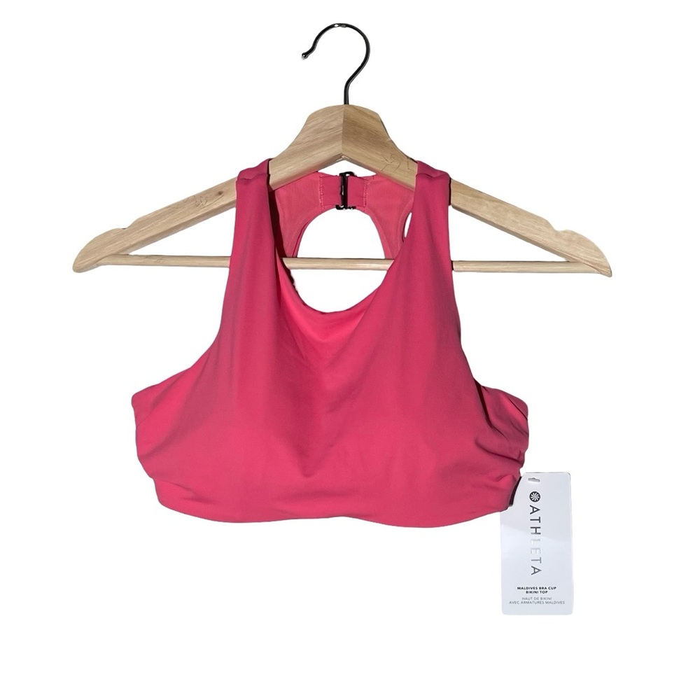 Athleta Maldives‎ Bra Cup Bikini Top Pink 32B/C NWT Racerback Swim